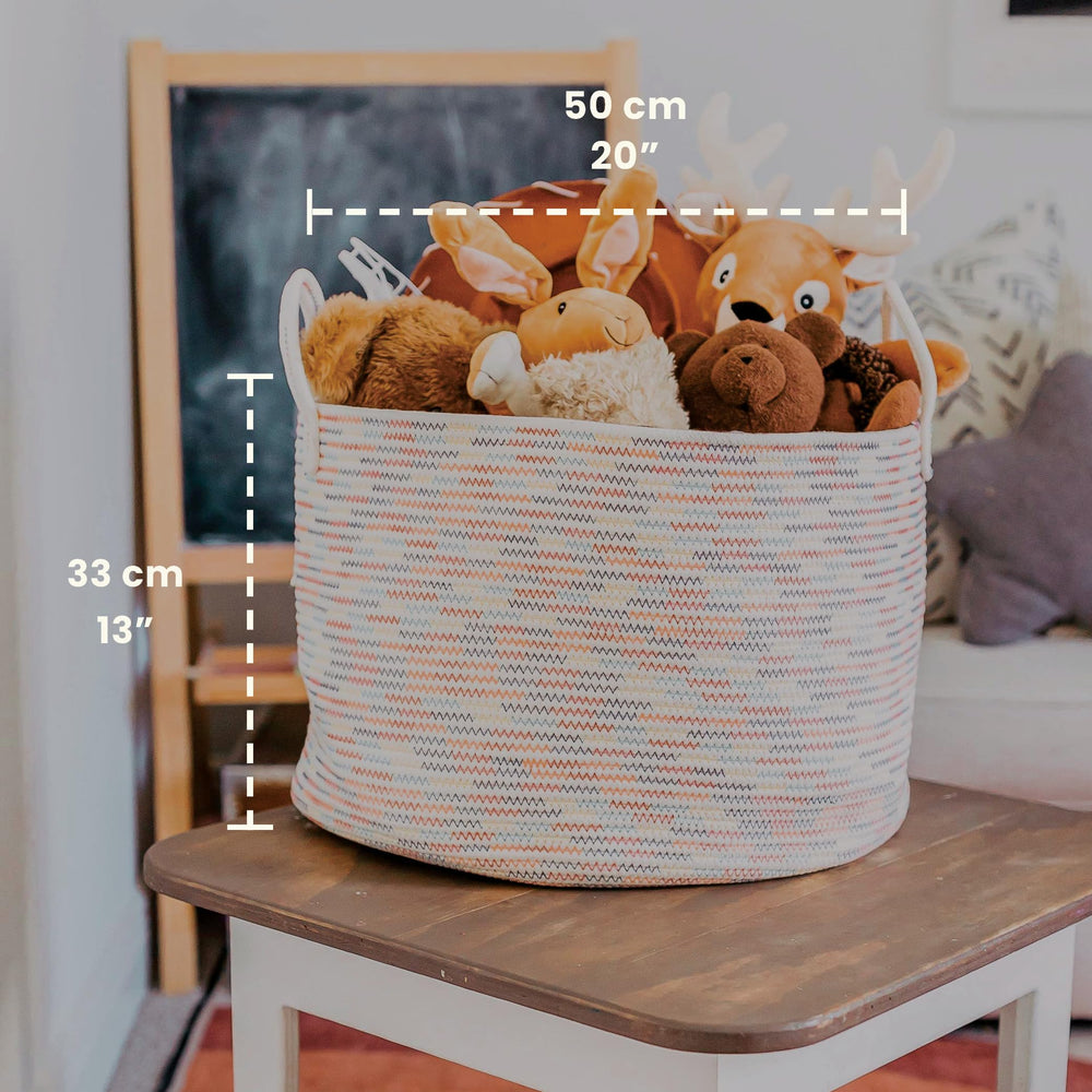 OrganiHaus rope laundry basket with handles keeps laundry organized and easy to carry.