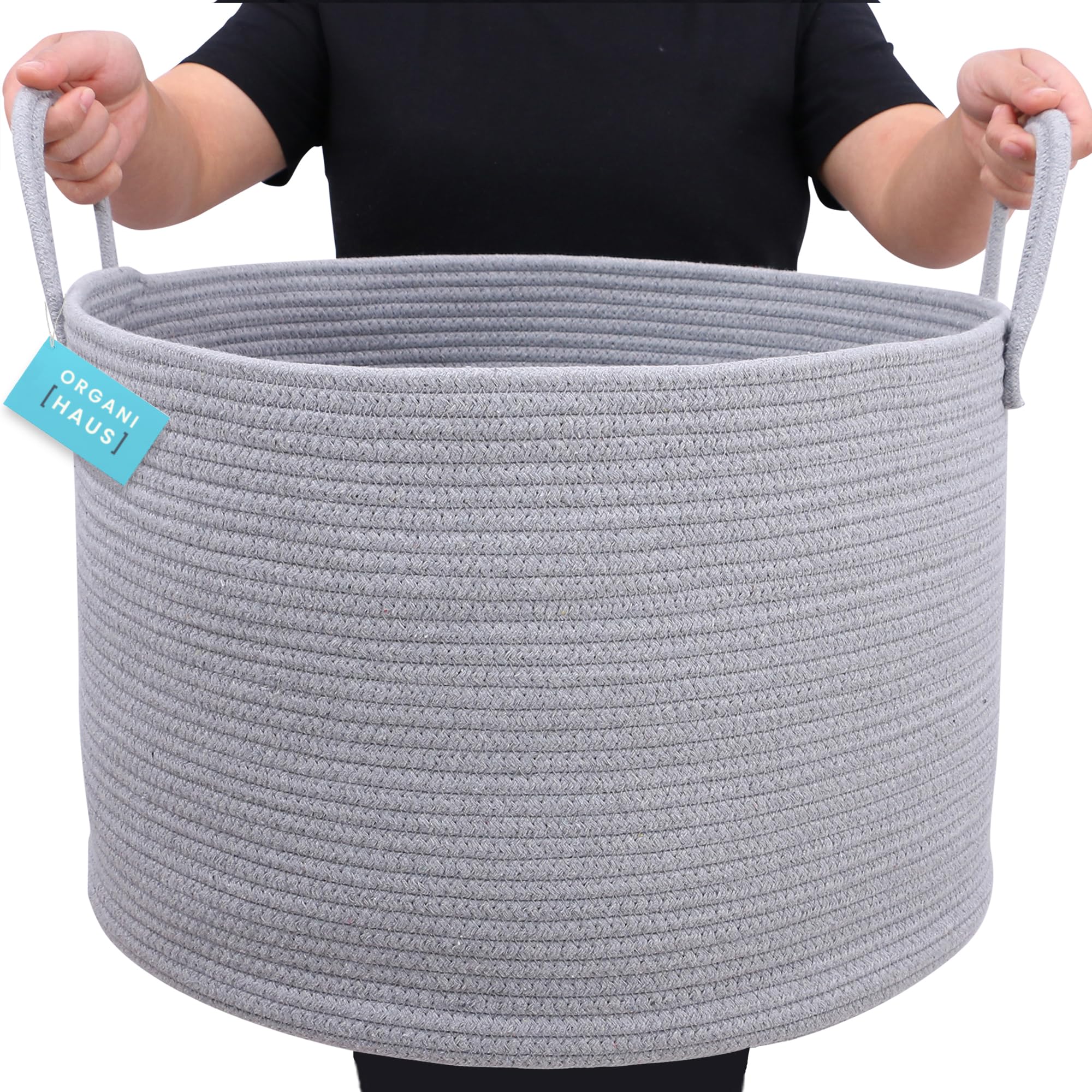 OrganiHaus foldable basket with reinforced handles for versatile use.