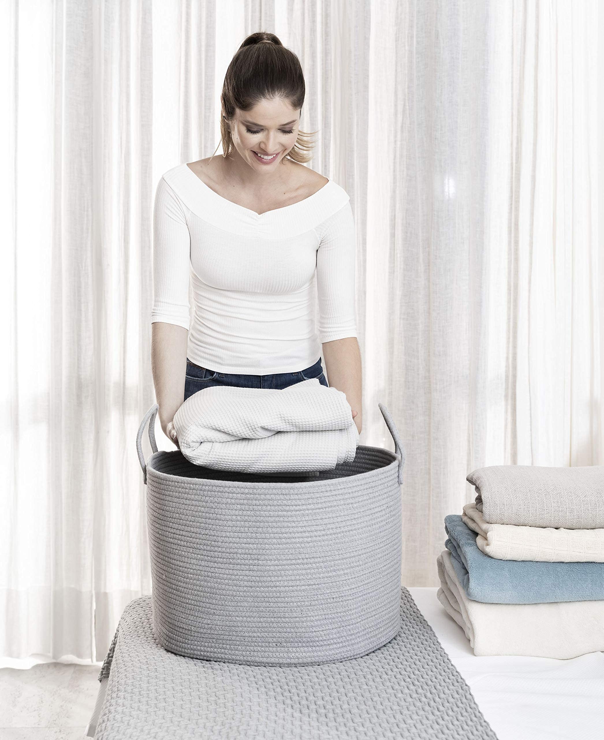 OrganiHaus nursery hamper gray for neat baby essentials.