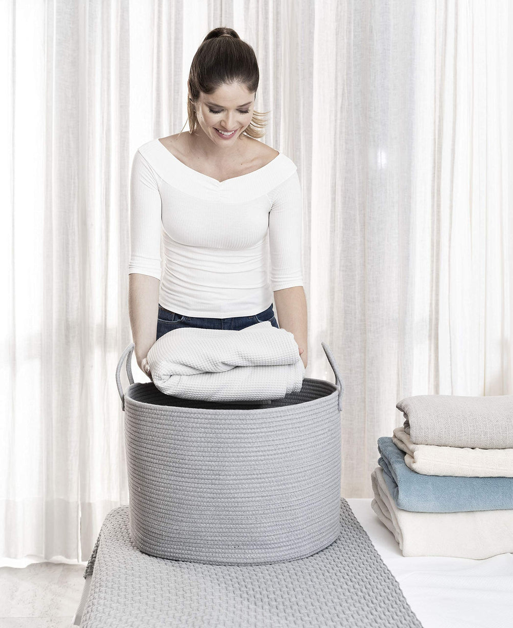 OrganiHaus nursery hamper gray for neat baby essentials.