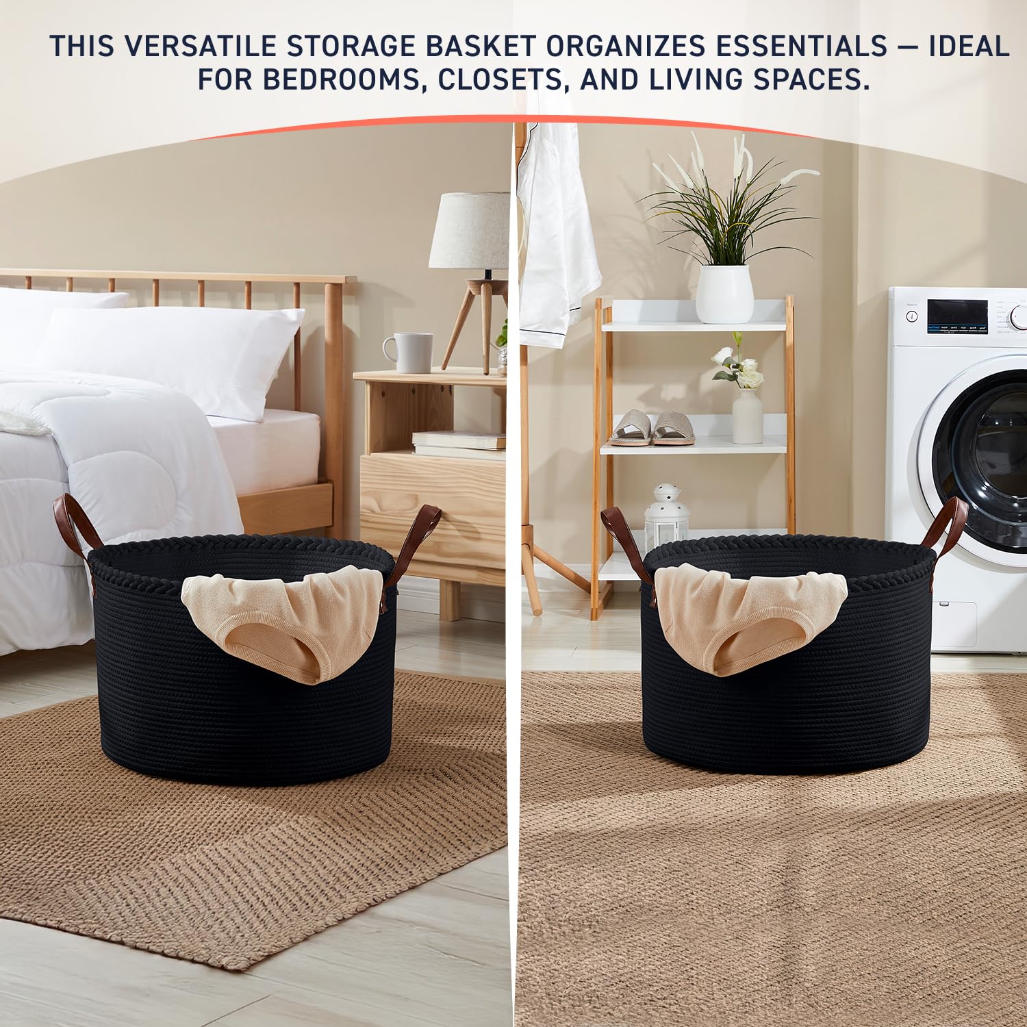 Organizix XLarge basket in laundry storage role for towels and linens.