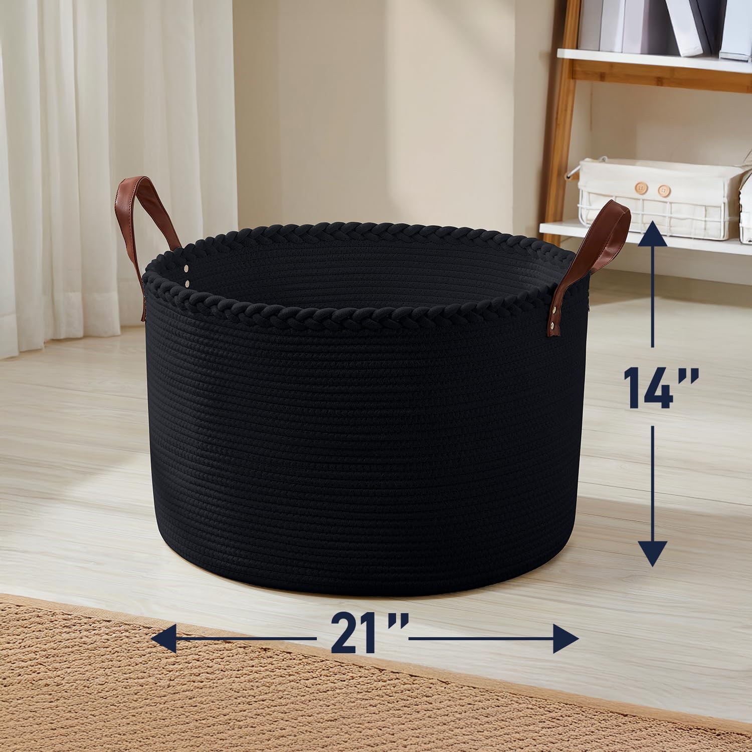 Organizix XLarge round cotton rope basket ideal for nursery organization and toys.