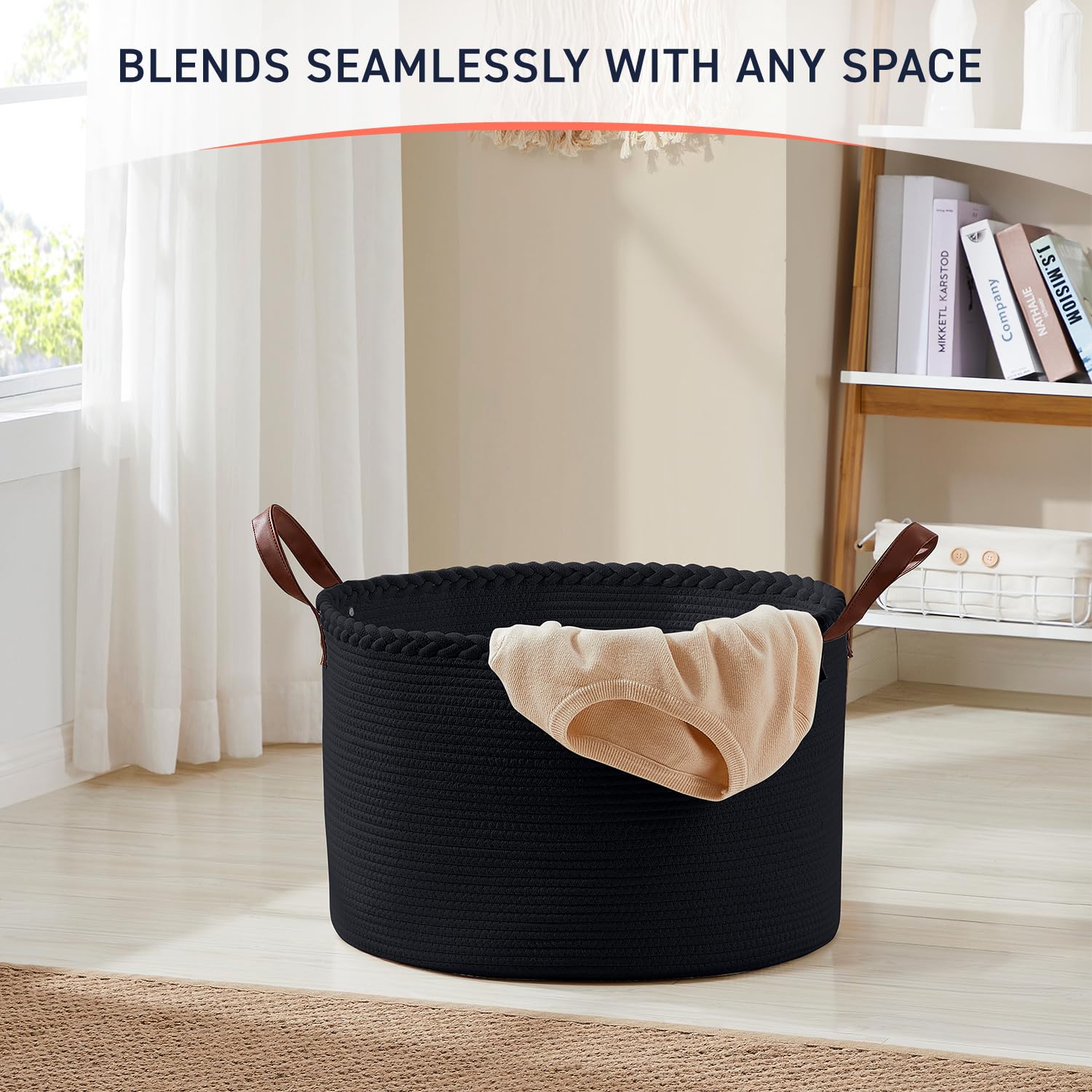 Organizix XLarge round basket with spot-clean care for daily use.