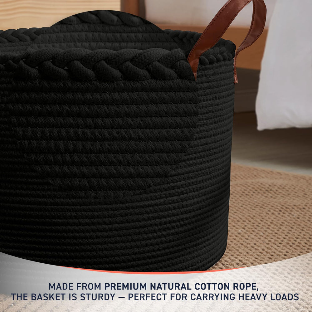 Organizix XLarge cotton rope basket texture and durable handles for long-lasting use.