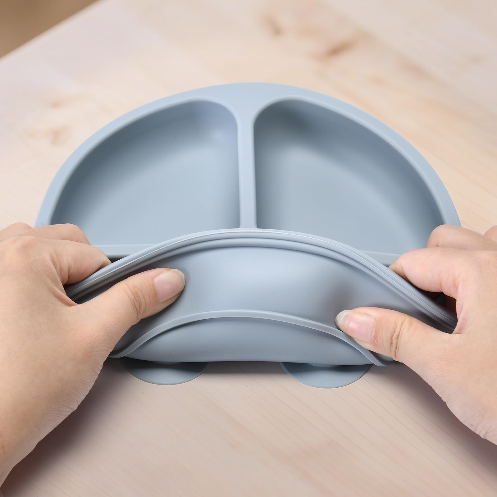 Orghcyi silicone divided toddler plate design for separate food sections.