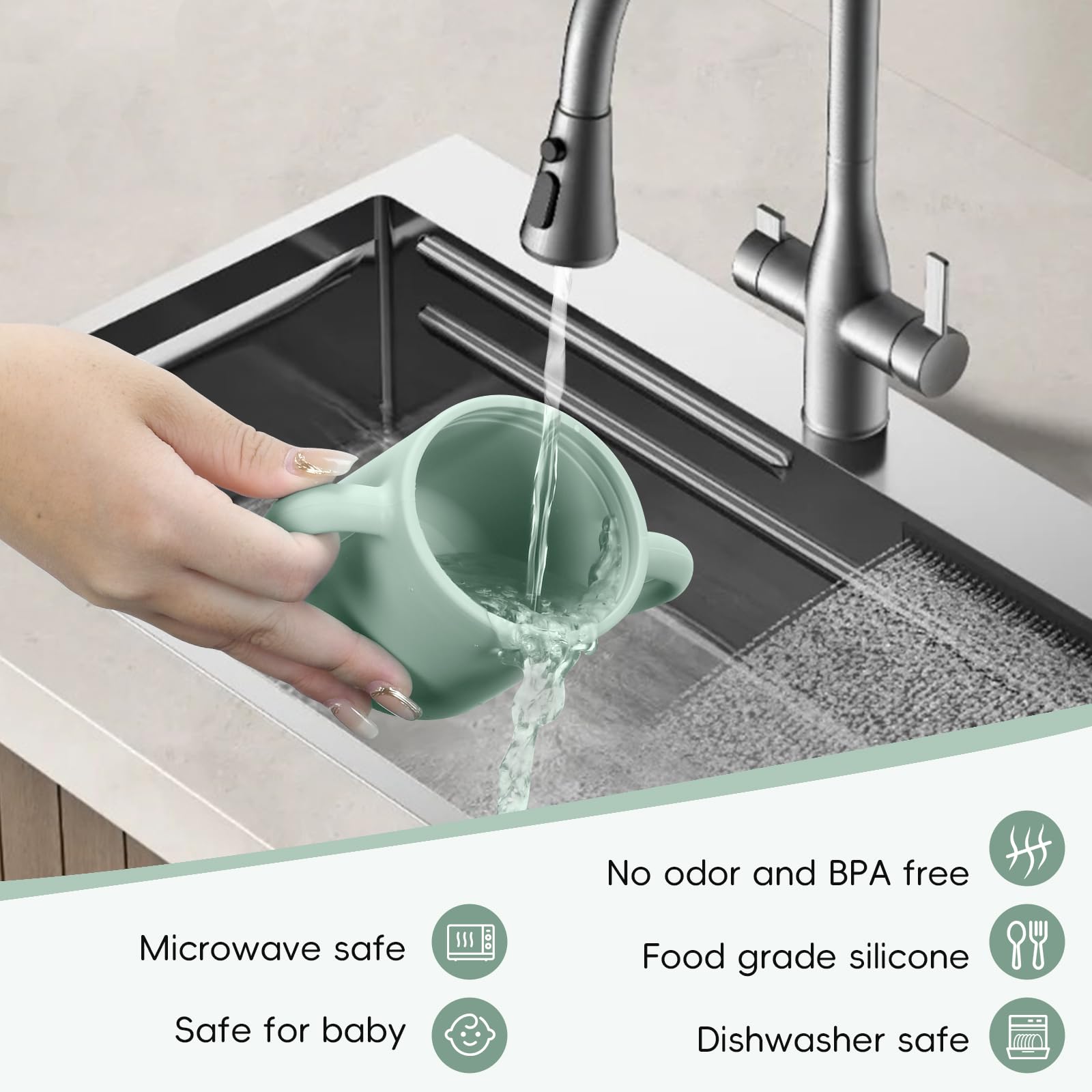 Orghcyi silicone baby sippy cup portable design makes outings easier