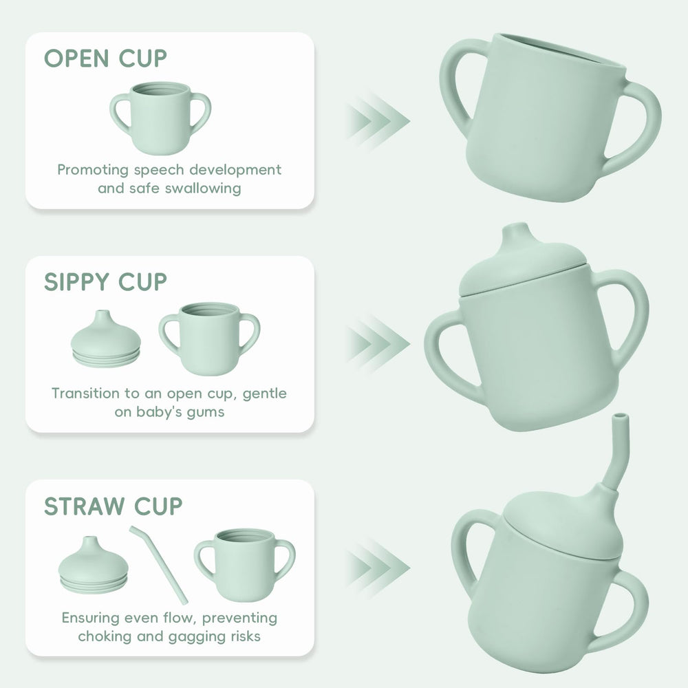Orghcyi silicone baby sippy cup straw lid demonstrates sip-friendly transition for growing kids