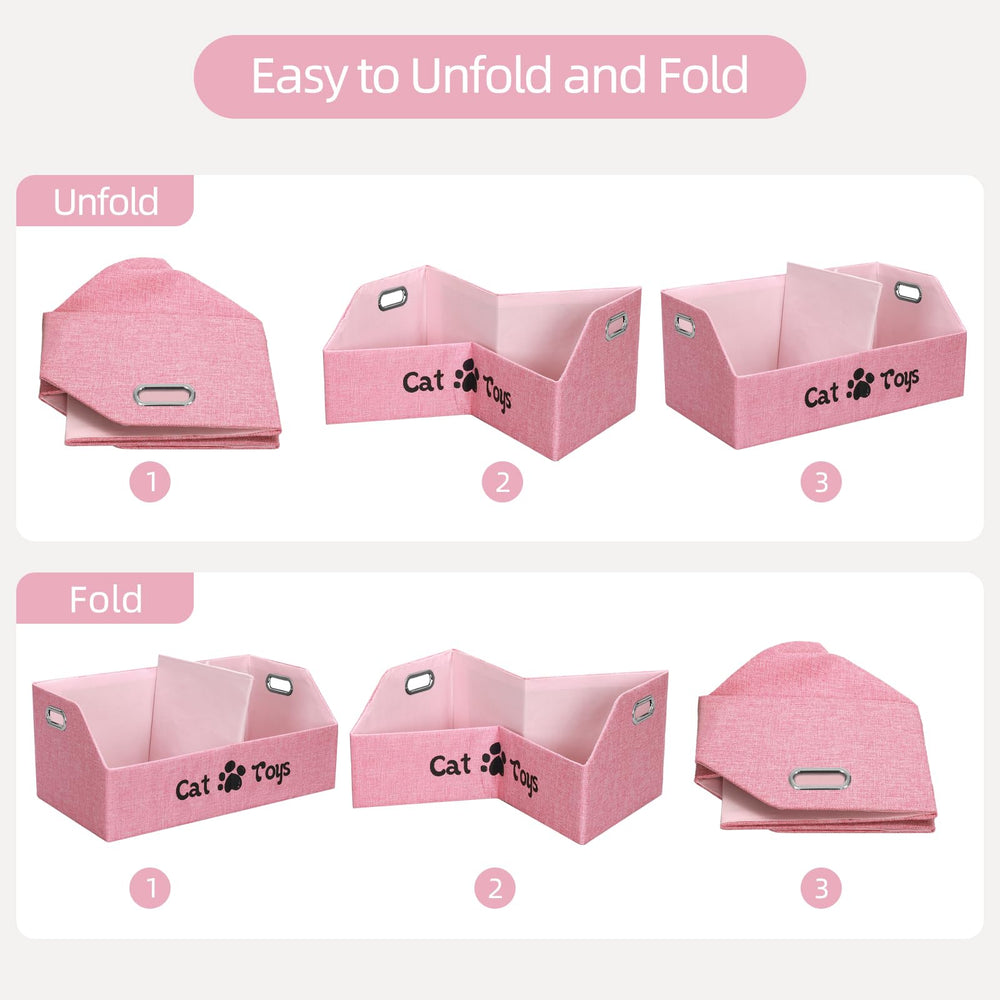ORGMASTER cat toy bin back view highlights trapezoidal shape