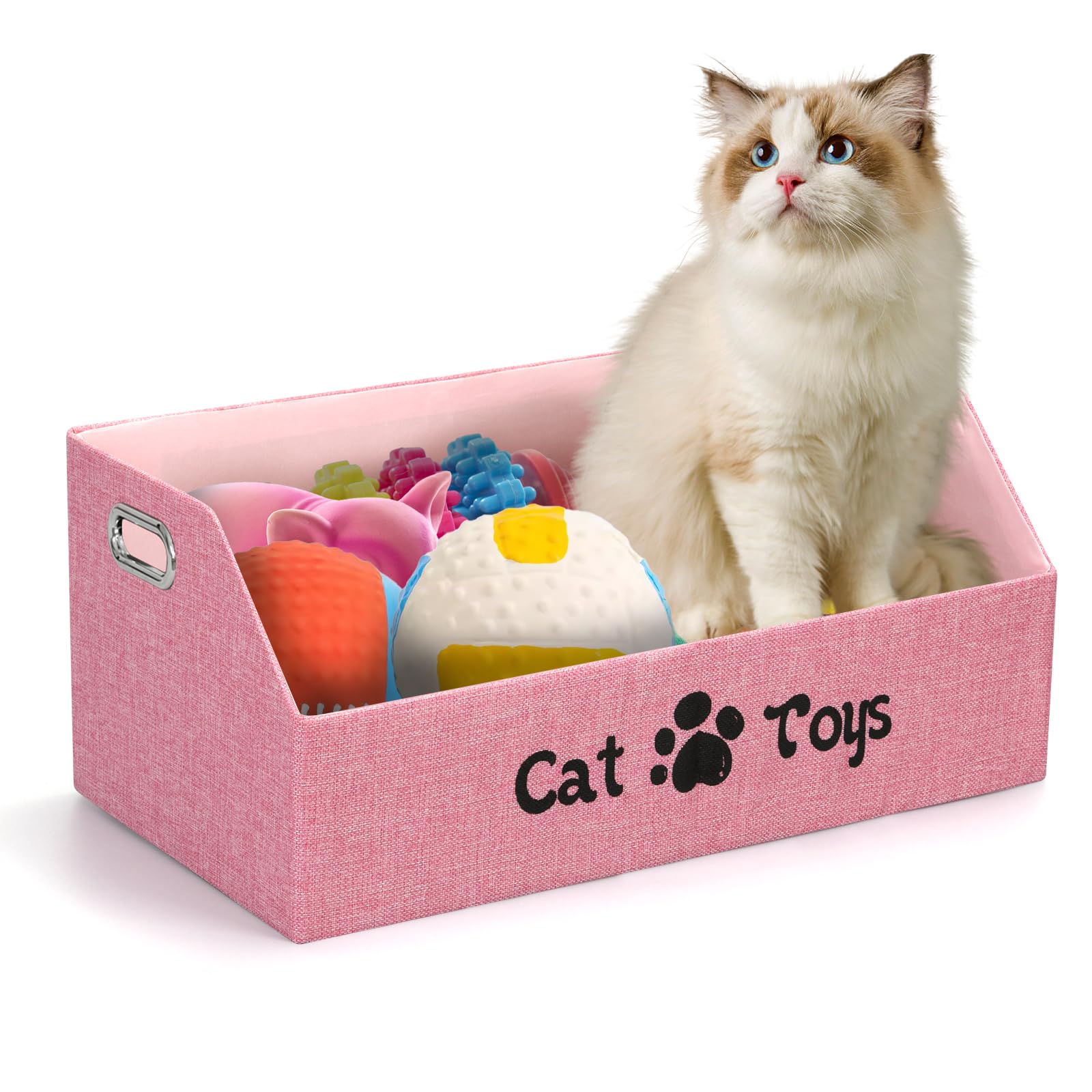 ORGMASTER cat toy bin in room shows clutter-free storage