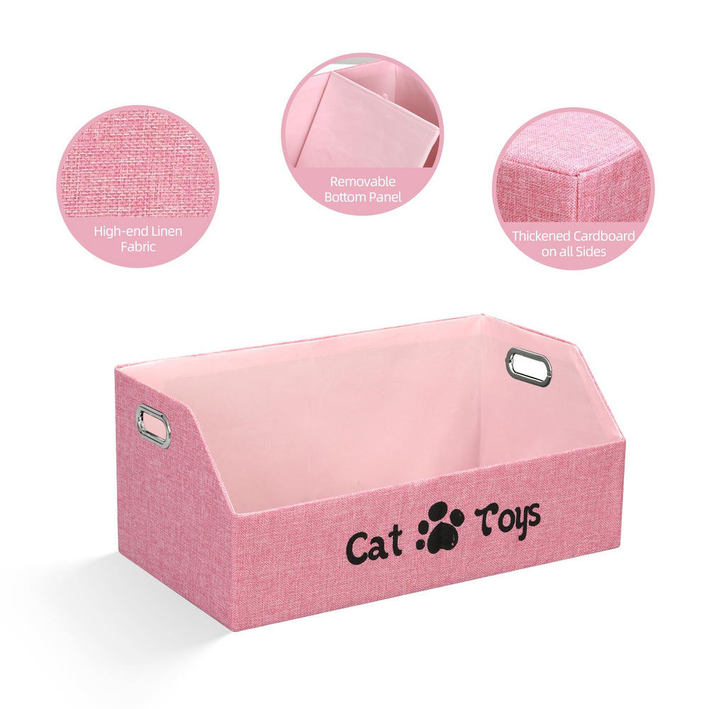 ORGMASTER cat toy bin metal handles enable portable organization
