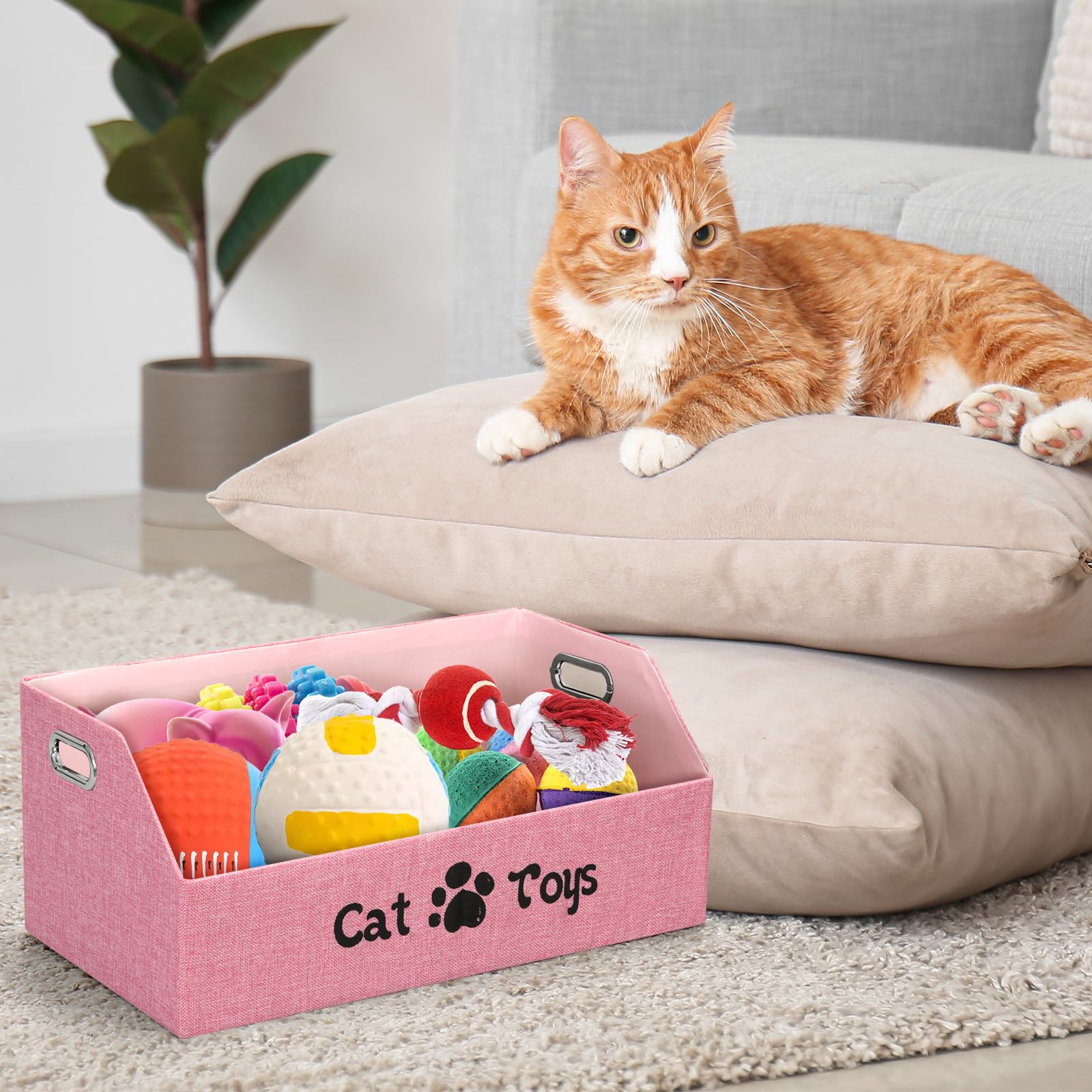 ORGMASTER cat toy bin pattern detail on front adds decor appeal