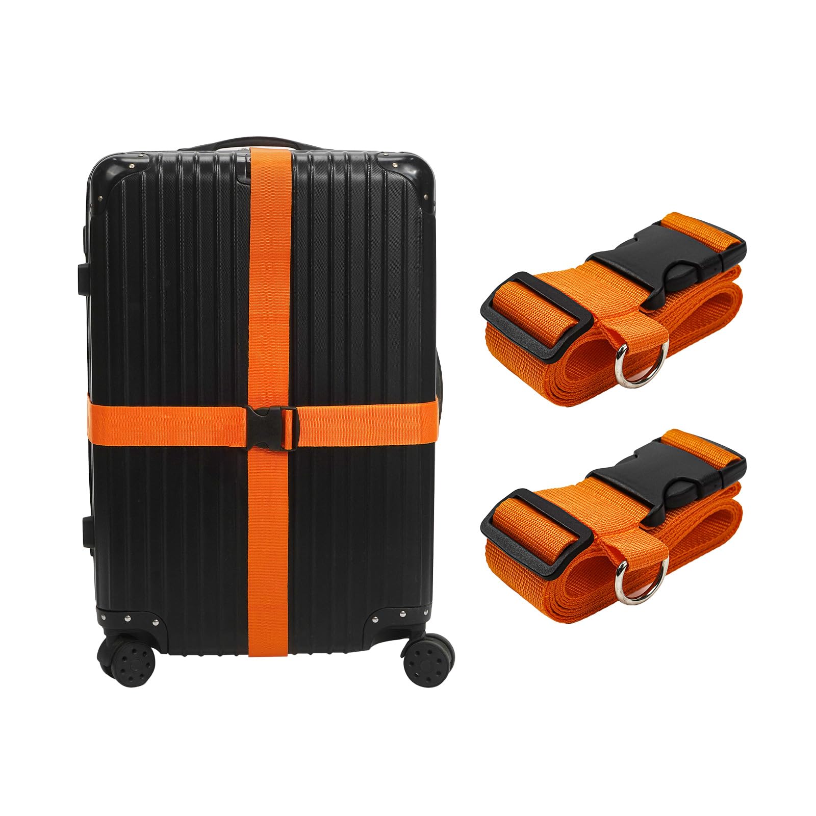 Orgthin luggage straps secure car seat to luggage for hands-free airport transfers.