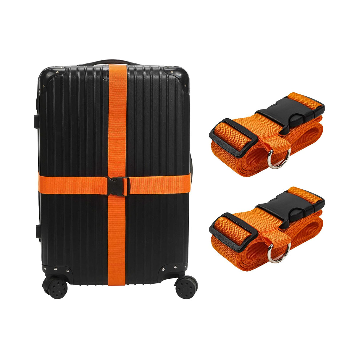 Orgthin luggage straps secure car seat to luggage for hands-free airport transfers.