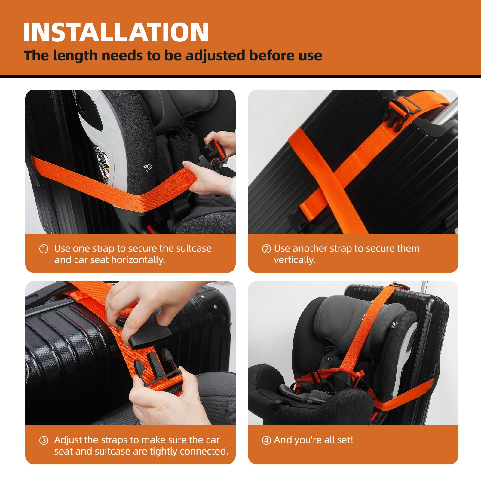 Orgthin luggage straps folded compactly for storage in a bag.