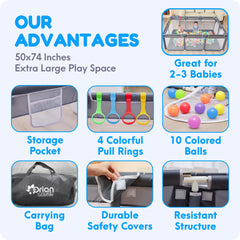 Orian Baby Playpen easy setup and quick cleanup for busy families.