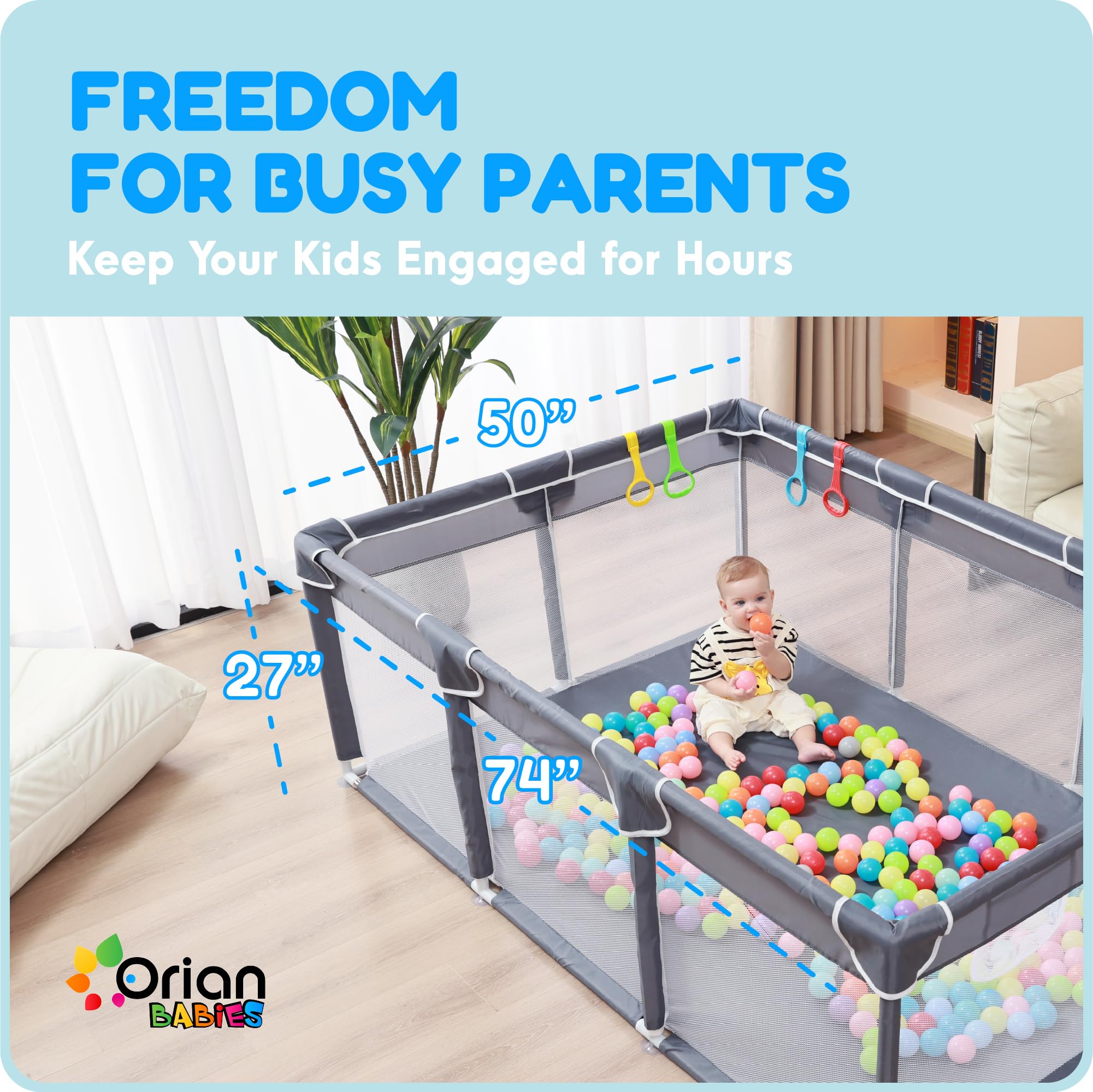 Orian Baby Playpen Oxford fabric suitable for outdoor and indoor use.