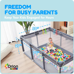 Orian Baby Playpen Oxford fabric suitable for outdoor and indoor use.
