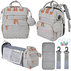 Orian diaper bag backpack front view with spacious 24L capacity for busy days.