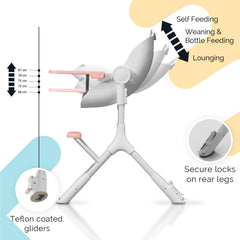 Oribel Cocoon Z high chair 360-degree maneuverability for flexible mealtime placement