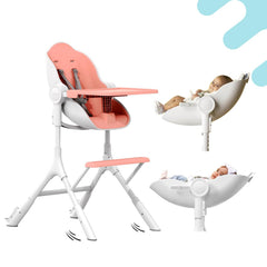 Oribel Cocoon Z high chair side view with smooth glide across hardwood floors for easy positioning