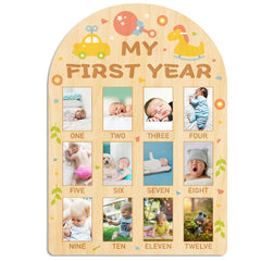 ORIGACH My First Year Growth Photo Display with car background for milestone memories.