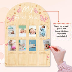 ORIGACH My First Year Growth Photo Display shows monthly-labels for easy milestone review.