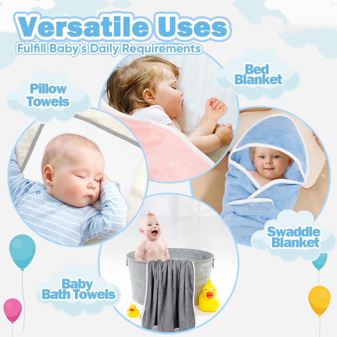 Orighty 6-pack towel close-up shows absorbency and fast drying after baths.