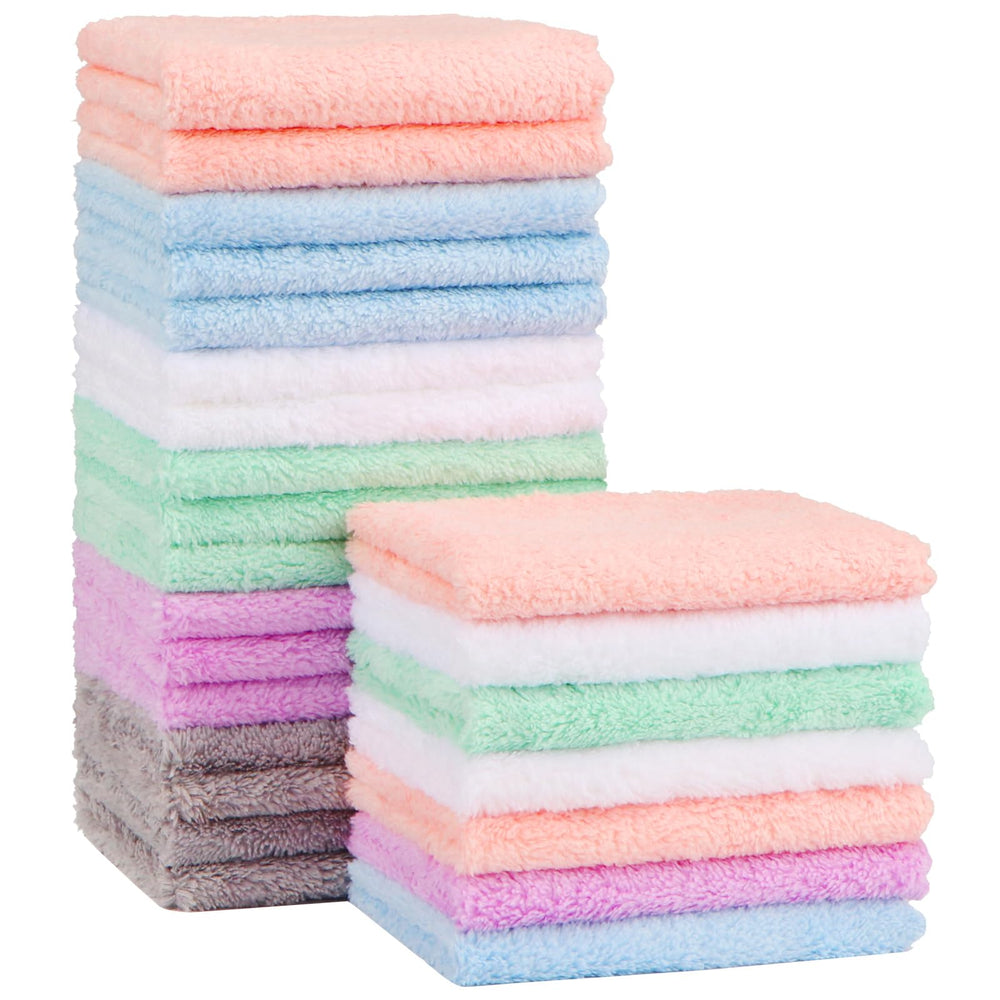 Orighty 24-pack baby washcloths, ultra-soft microfiber for delicate skin.