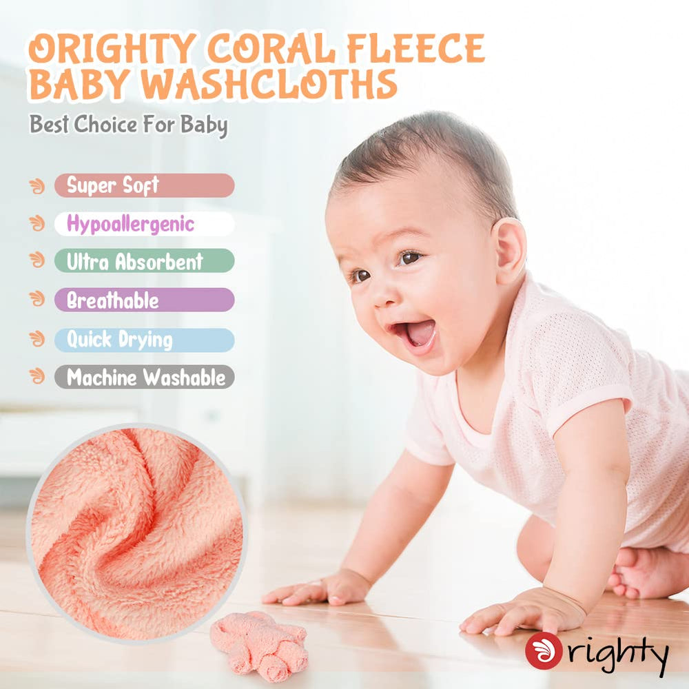 Orighty baby washcloths soft absorbent texture ideal for drool and spills.