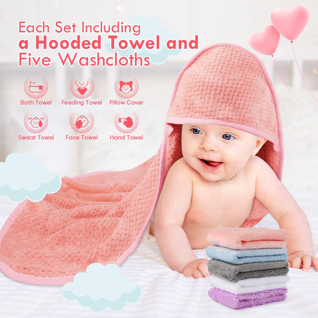 Orighty coral velvet towel, plush and fast-drying for cozy post-bath warmth.