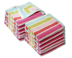 Original Kids washcloth pink stripe 12x12 for gentle cleansing and quick drying.