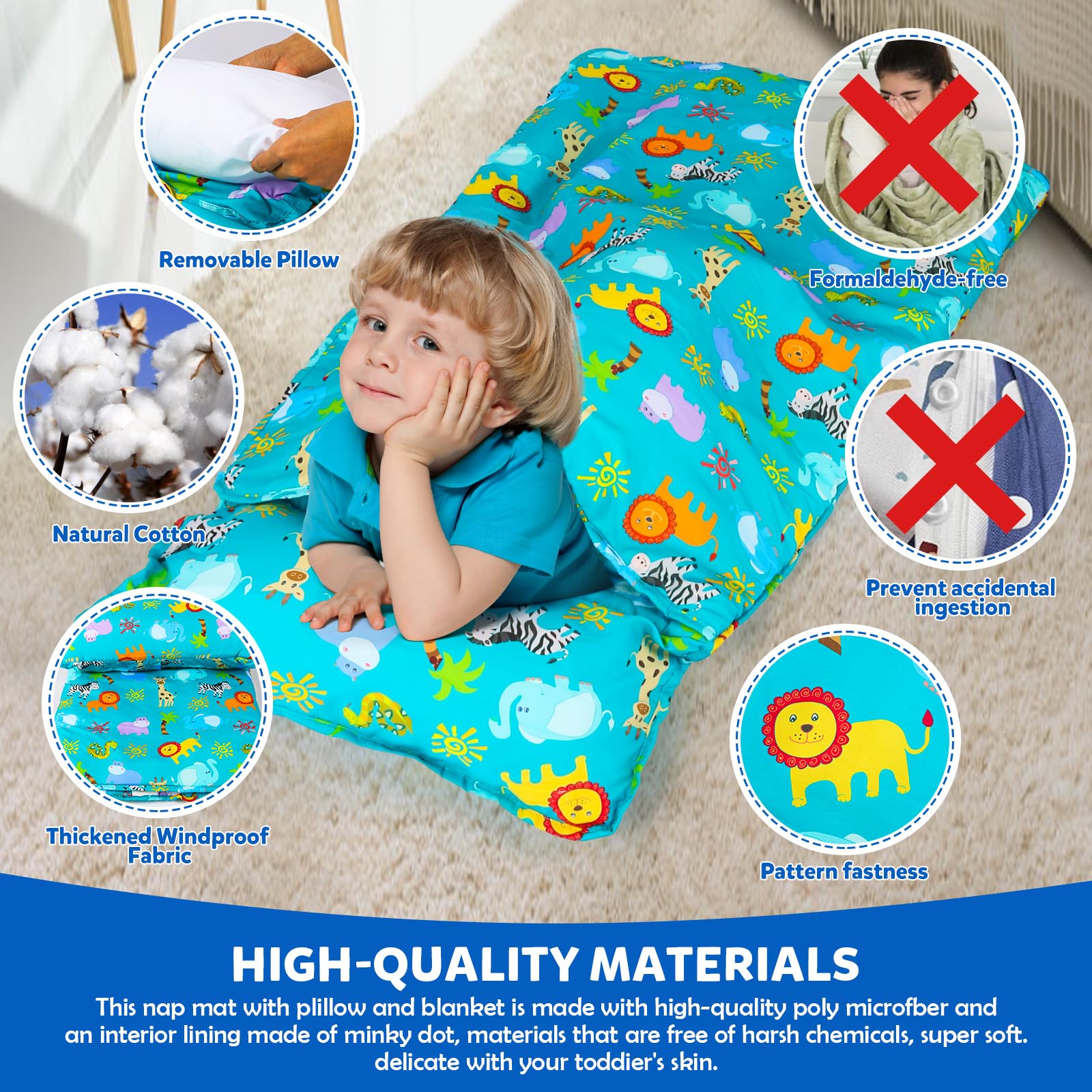 Orrhomi nap mat breathable polyester surface for comfortable naps