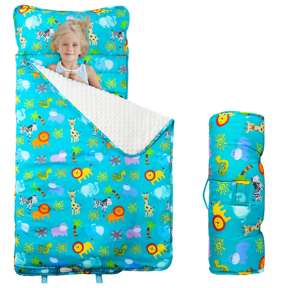 Orrhomi Toddler Nap Mat with removable pillow supports versatile daycare naps