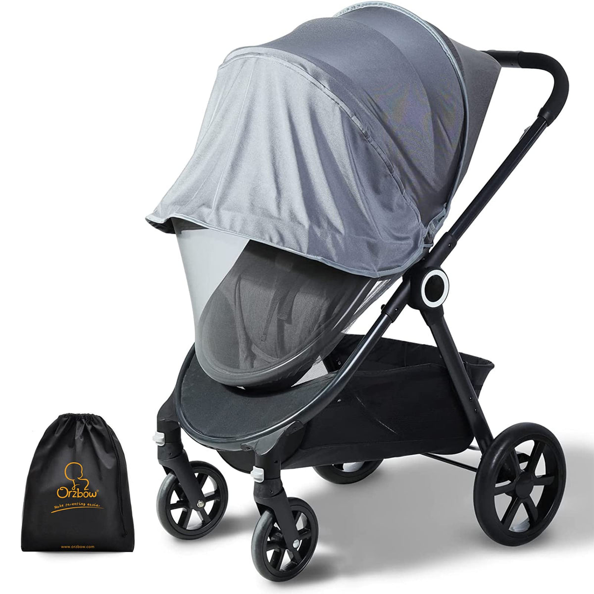 Orzbow 2-in-1 baby mosquito net on stroller frame provides breathable protection
