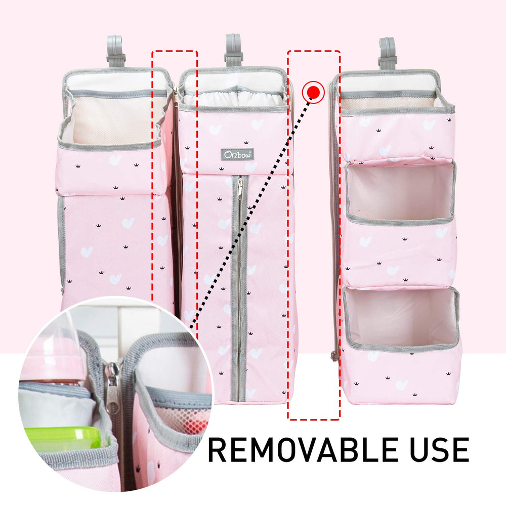Orzbow pink 3-in-1 caddy open showing detachable panel and storage