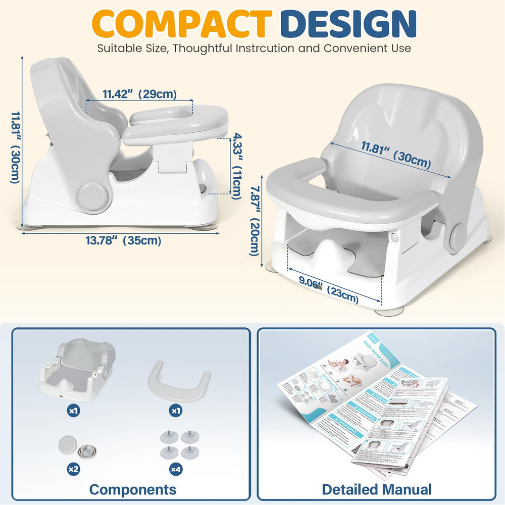 Orzbow Baby Bath Seat gray design fits modern bathrooms.