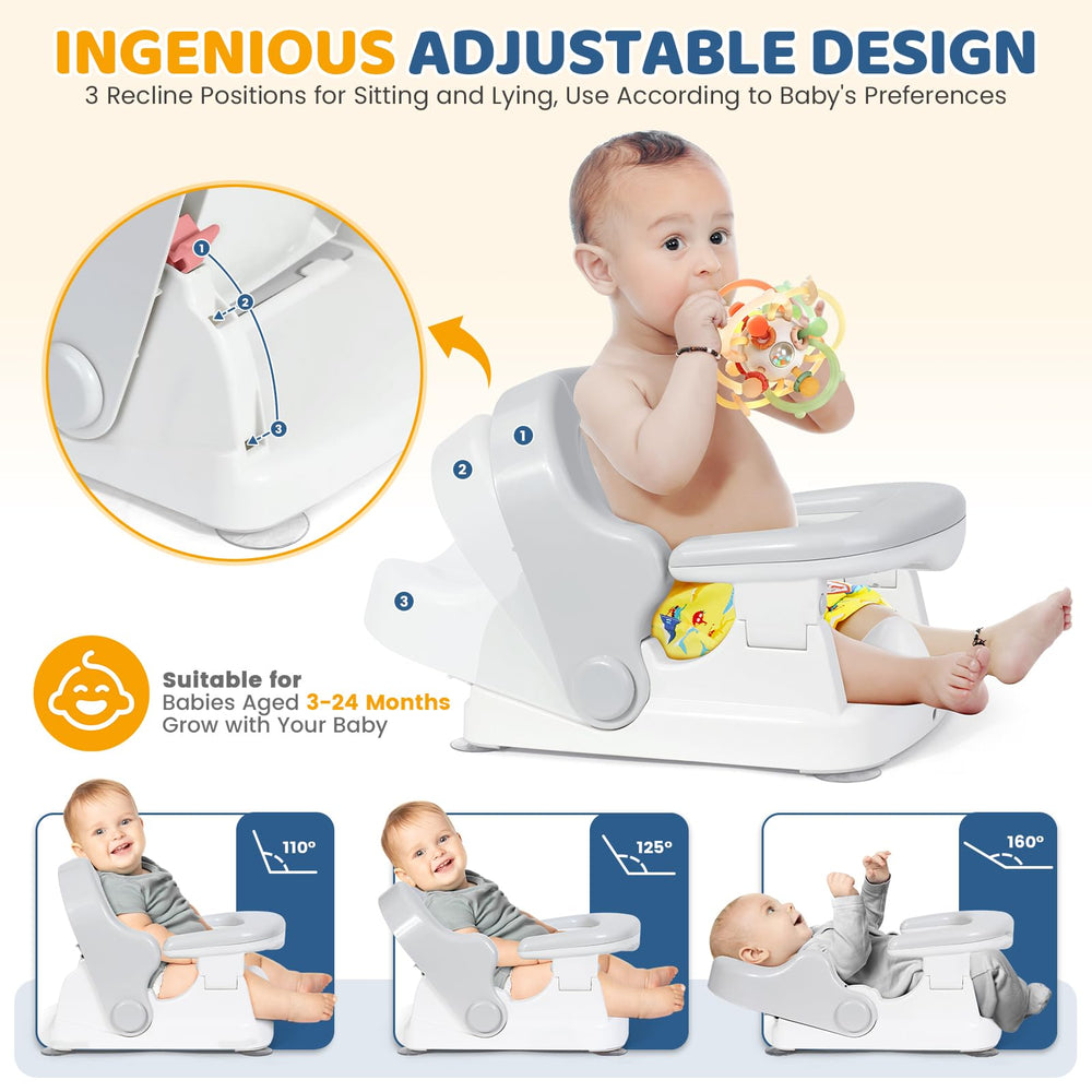 Orzbow Baby Bath Seat with strong suction cups keeps the seat securely attached.