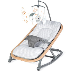 Orzbow baby bouncer frame with wood-grain design for a stylish, portable look