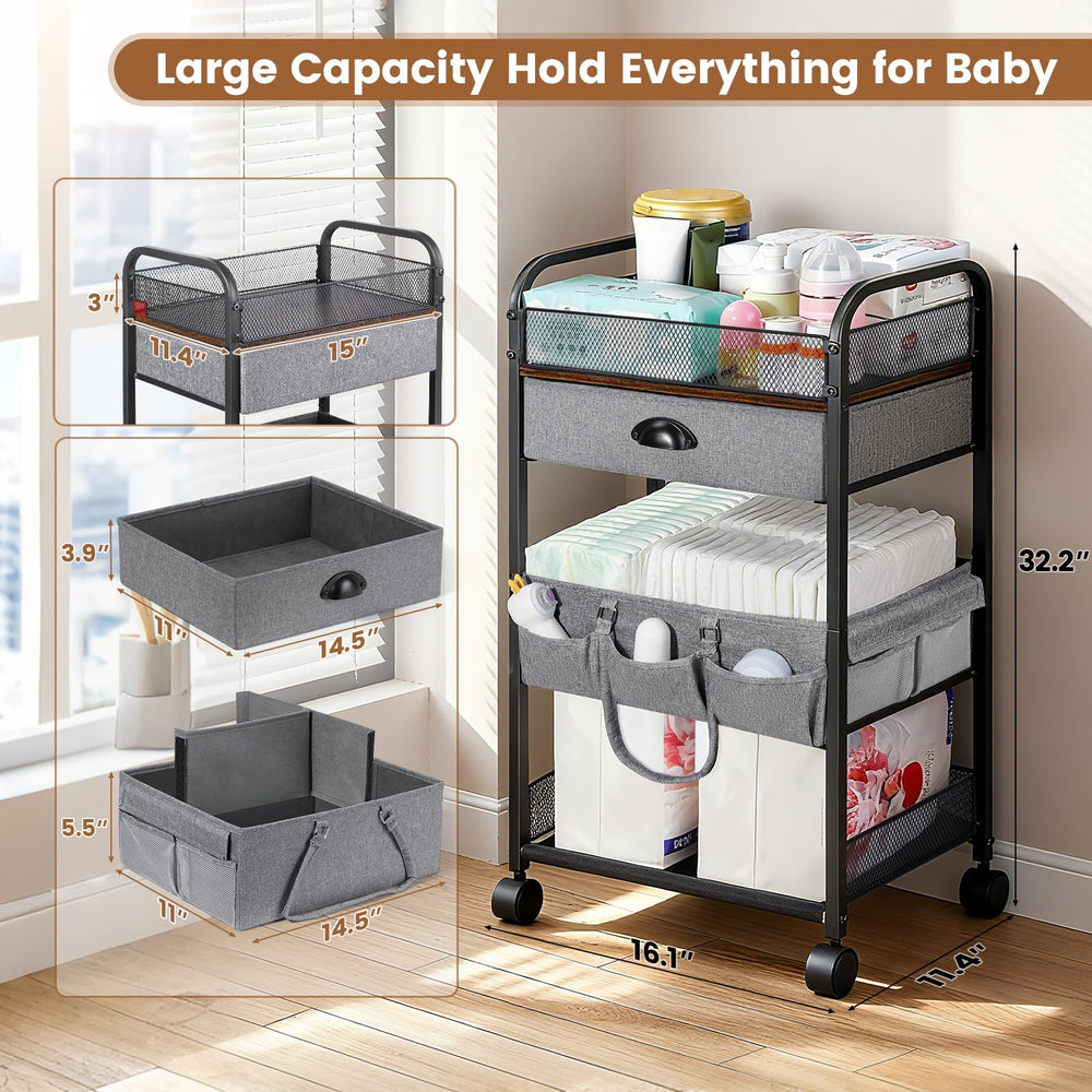 Orzbow Baby Caddy Cart 360 wheels enable smooth, quiet moves with reliable brakes.