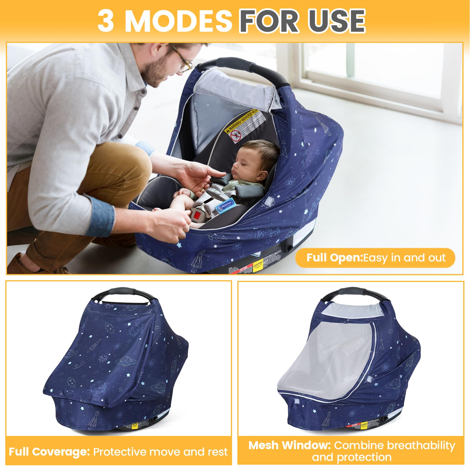 Orzbow cover features convenient zipper for quick access to baby.