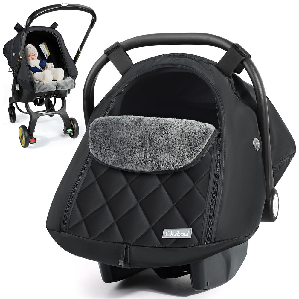Orzbow baby car seat cover winter offers snug warmth for cold car rides.