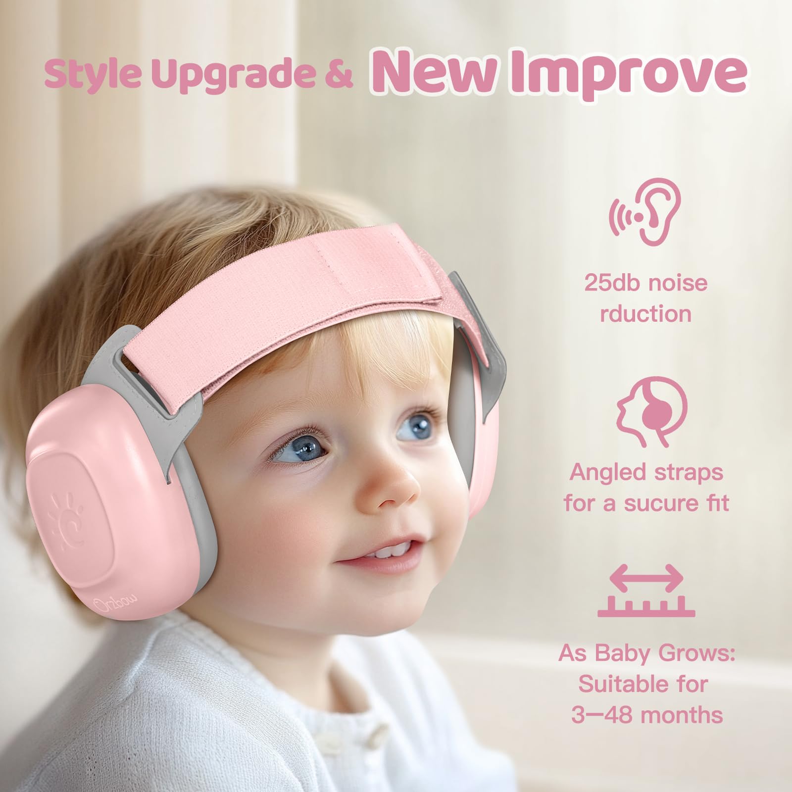 Orzbow baby ear muffs provide 25dB noise reduction for travel.