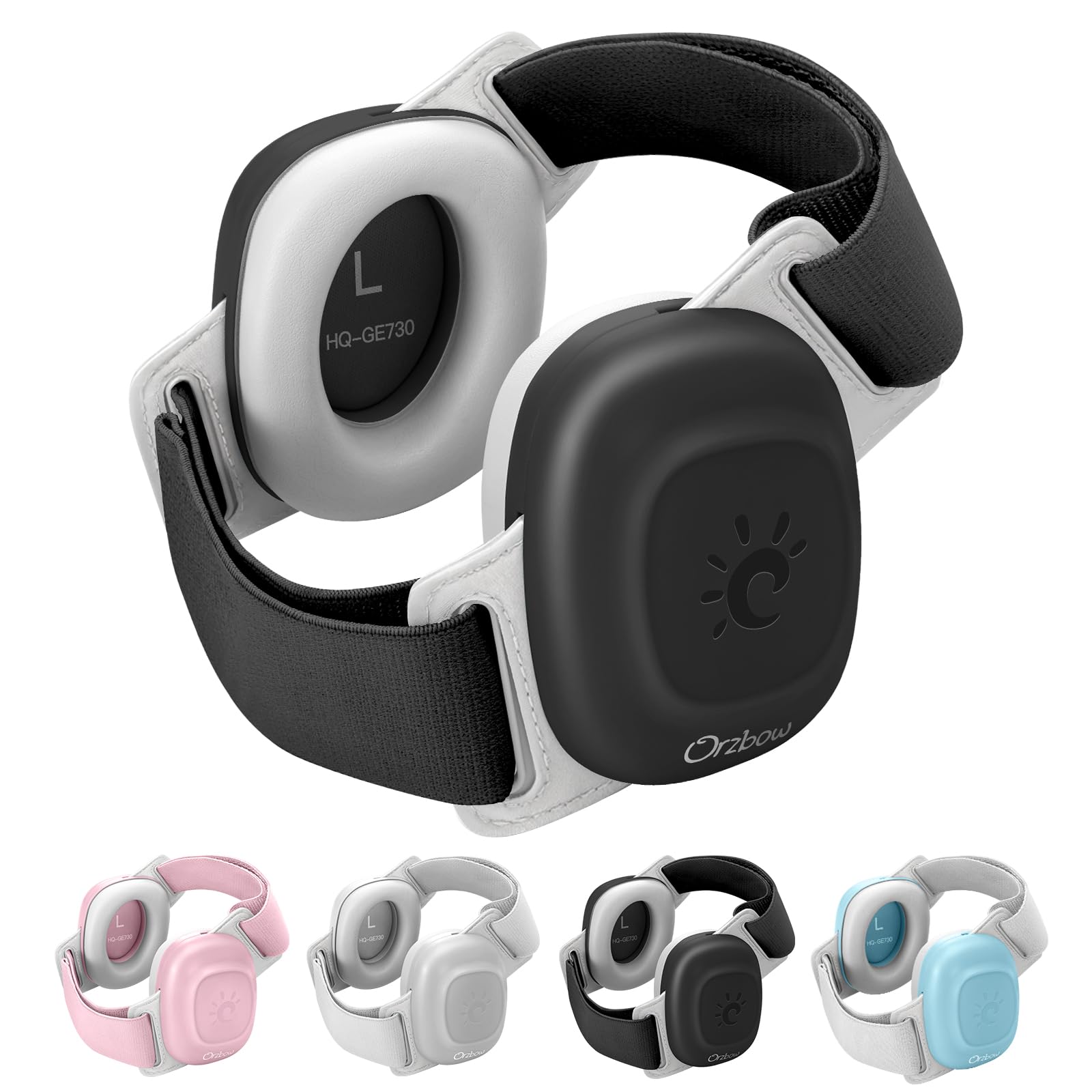 Orzbow baby headphones secure-fit with adjustable headband for growing infants.