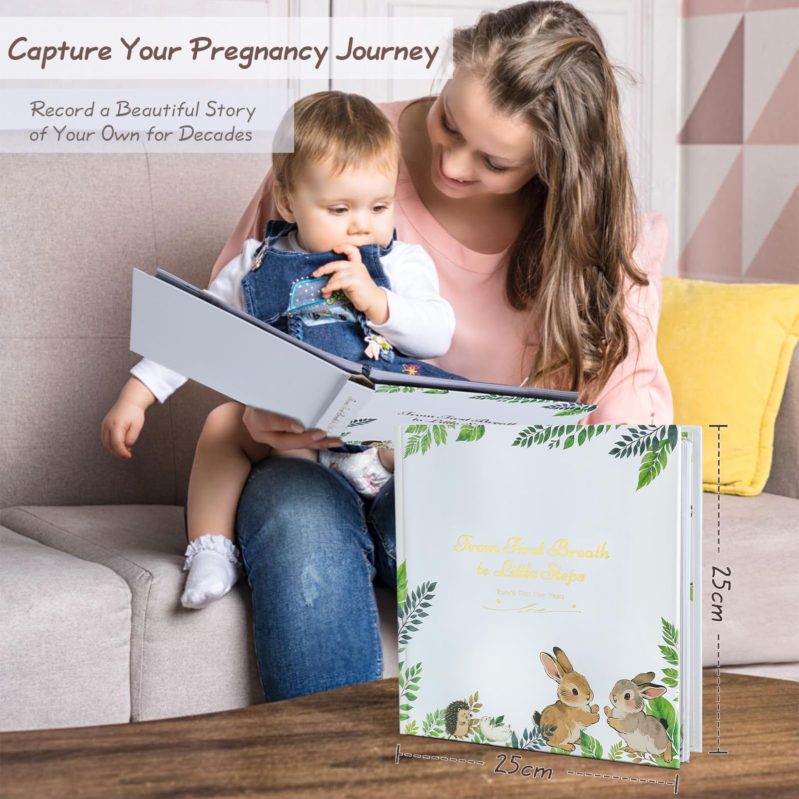 Orzbow baby memory book photo spaces fit multiple print sizes.