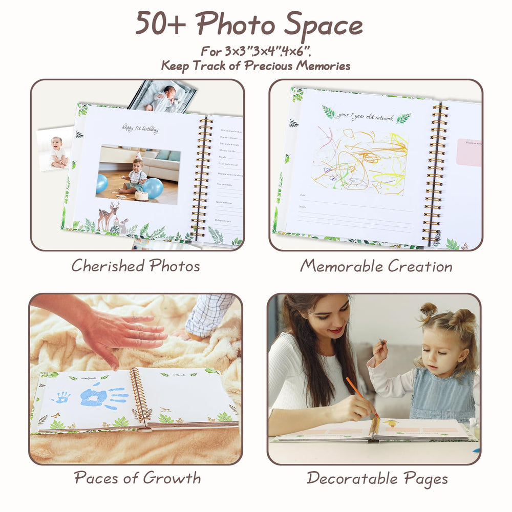 Orzbow baby memory book dual-pocket design stores hair, footprints, and mementos.