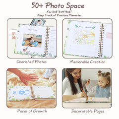 Orzbow baby memory book dual-pocket design stores hair, footprints, and mementos.