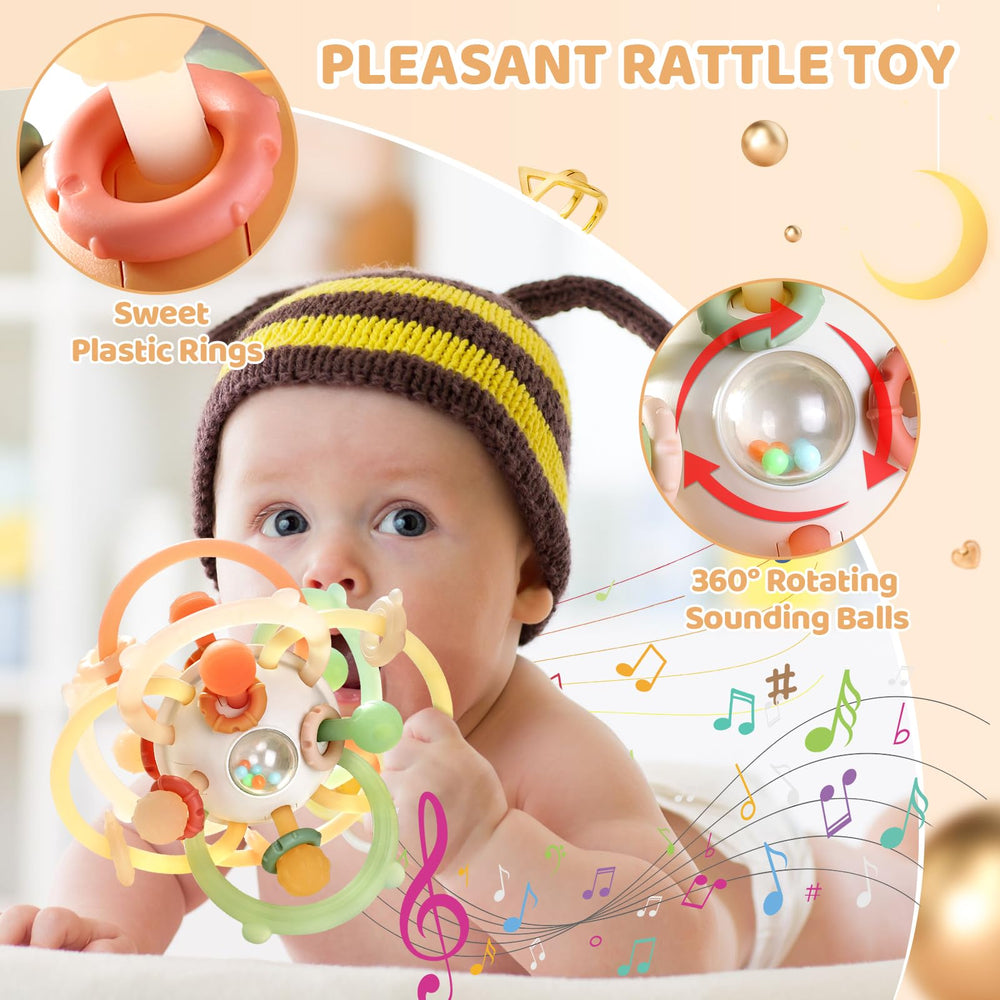 Orzbow baby rattle ball with built-in sound promotes early hand-eye coordination