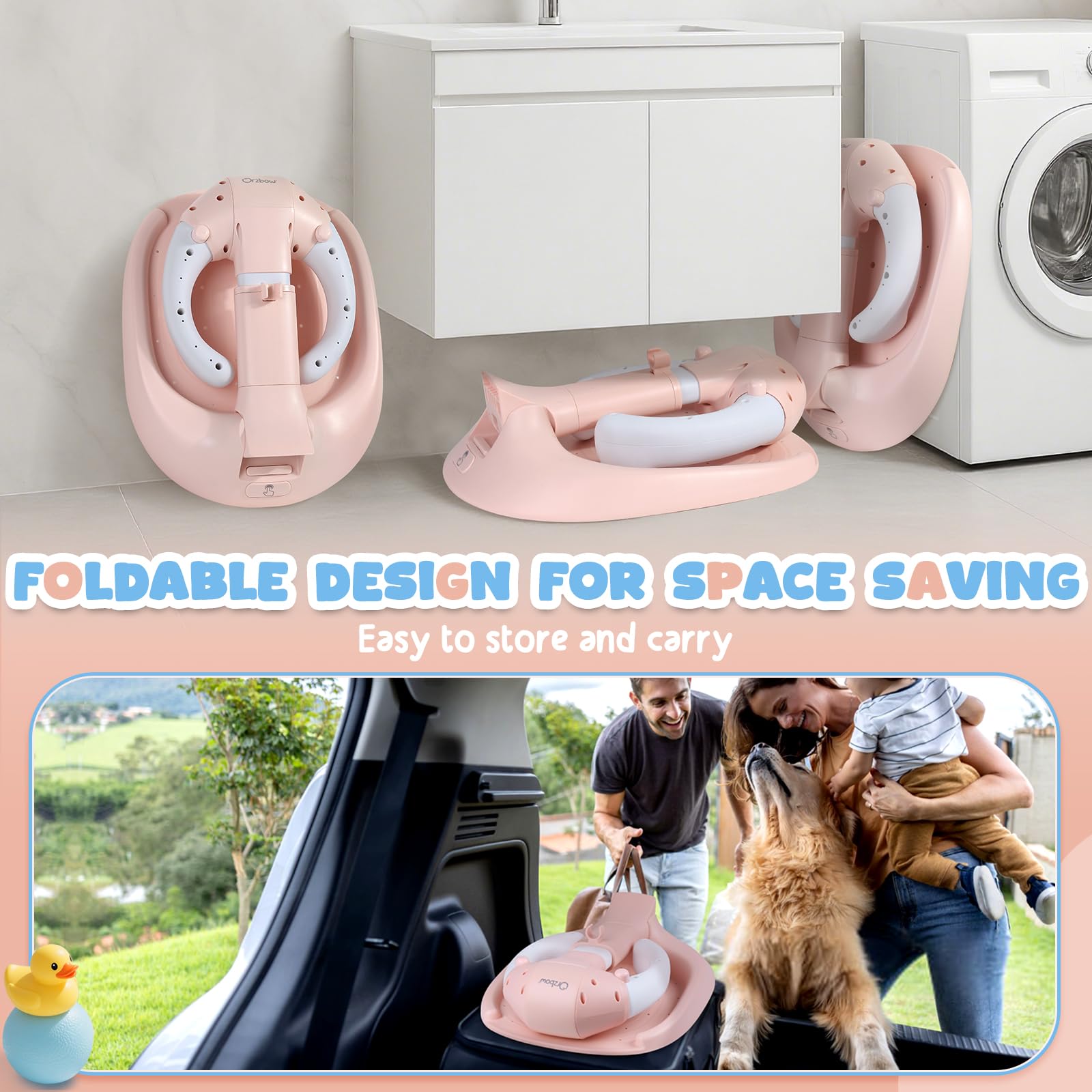 Orzbow baby shower stand anti-slip base keeps bath-time stable
