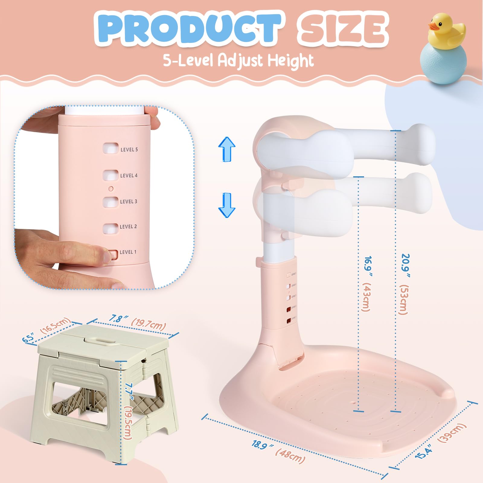 Orzbow baby shower stand setup demonstrates quick bath-time readiness