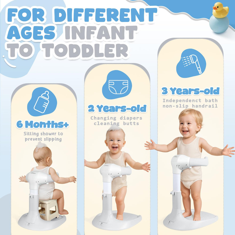 Orzbow baby shower stand in standing mode supporting baby posture